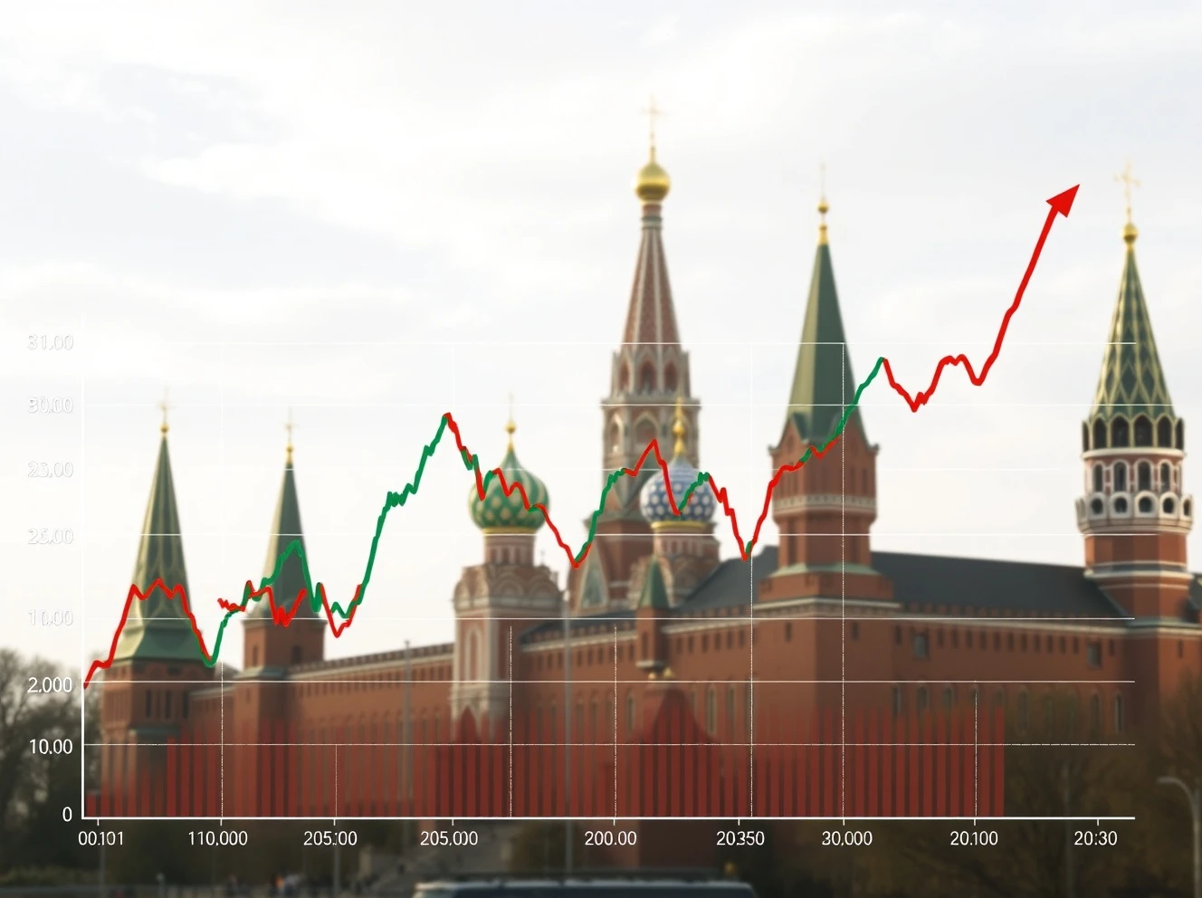 Russian Rouble volatility chart showing currency fluctuations against global economic backdrop