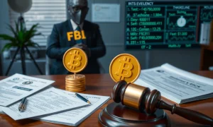 FBI SafeMoon investigation showing legal documents and cryptocurrency evidence board