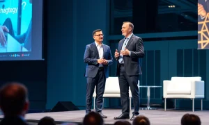 Eric Yuan and Santi Subotovsky discussing second act strategy at tech conference