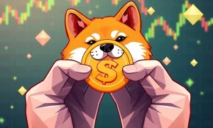 Shiba Inu cryptocurrency reaching ambitious SHIB price target against market data background