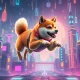 Shiba Inu Metaverse transformation showing digital dog entering virtual world with blockchain integration