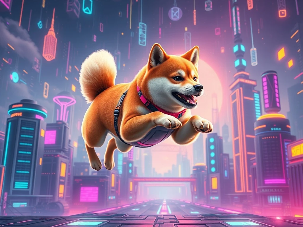 Shiba Inu Metaverse transformation showing digital dog entering virtual world with blockchain integration