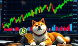 Shiba Inu price analysis showing market volatility and Bitcoin dominance decline in cryptocurrency trading
