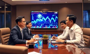 Shinhan Financial executives discussing stablecoin adoption strategy with Tether representatives