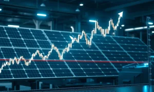 Silver breakout chart showing price surge above $41 with industrial and solar technology elements