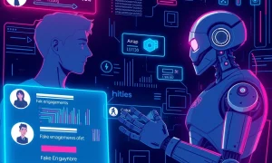 Social media bots creating artificial engagement and fake conversations on digital platforms