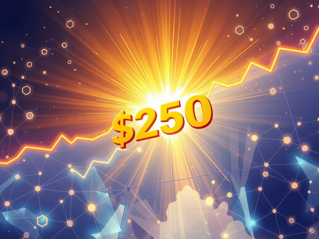 Solana cryptocurrency breaking through $250 resistance toward $1000 target