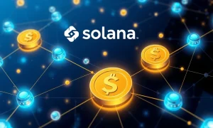 Solana DeFi ecosystem showing WLFI token and USD1 stablecoin integration with blockchain network