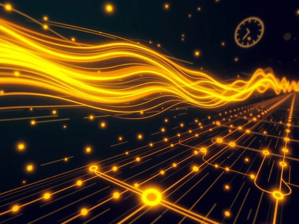 Solana ETF institutional investment flowing into high-speed blockchain network with golden capital streams