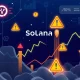 Solana launchpad ecosystem showing growth charts alongside legal warning symbols