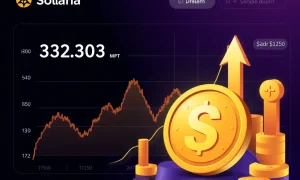 Solana price chart showing profit-taking pressure and technical analysis indicators