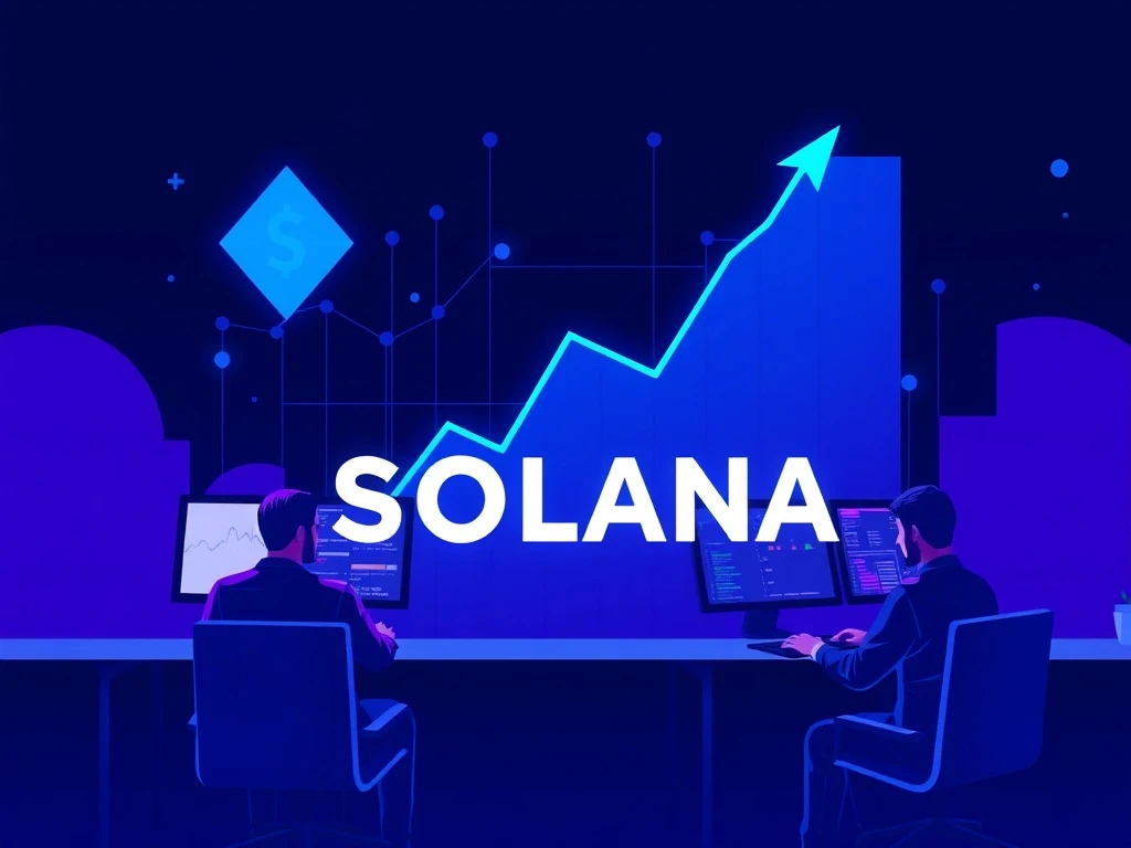 Solana price chart showing institutional support at $200 level with bullish momentum indicators