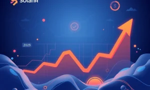 Solana price growth analysis showing blockchain performance metrics and market trends