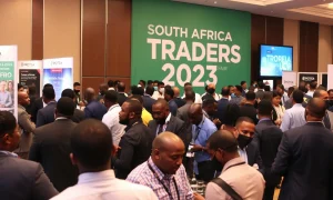 South Africa Traders Fair 2025 conference attendees networking at exhibition booths