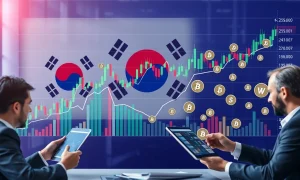 South Korean investors analyzing crypto-linked stocks market trends and investment data