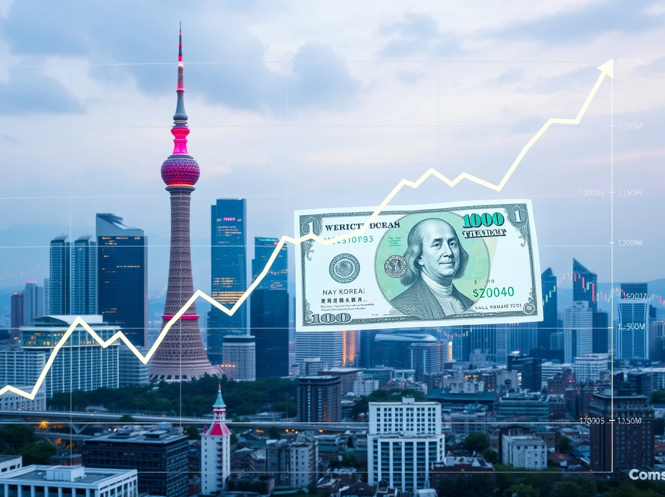 South Korean Won currency chart showing strong appreciation trend against US Dollar