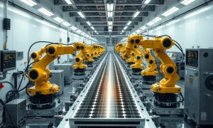 Automated production of space-rated solar panels for satellite power systems