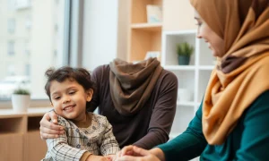 Speech-language pathologist providing compassionate care to diverse patient with cultural understanding