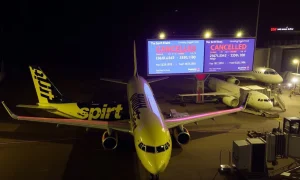 Spirit Airlines bankruptcy flight cancellations at major airport terminal