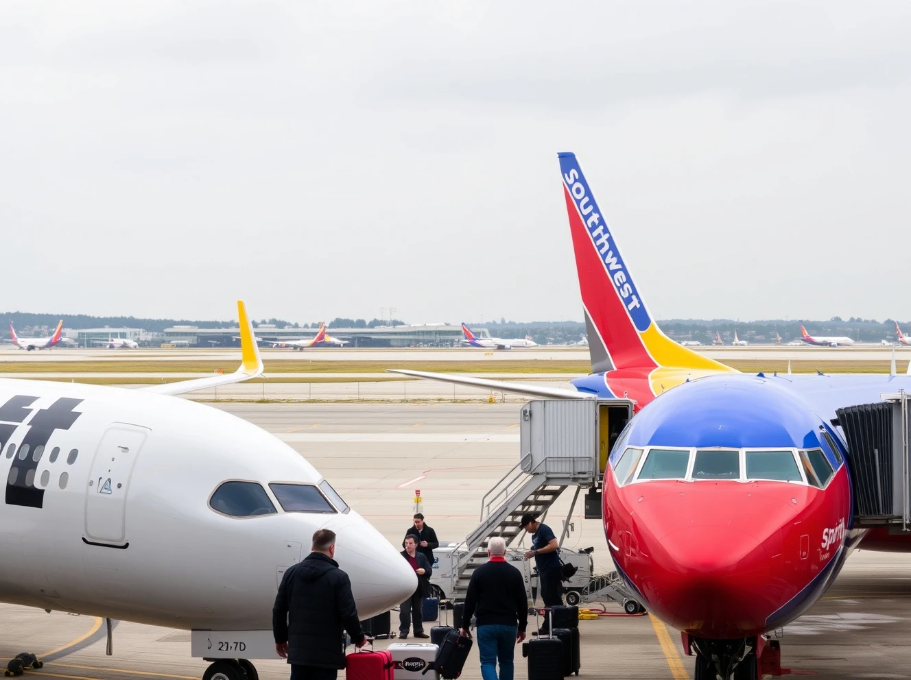 Spirit baggage policy comparison with Southwest Airlines showing competitive advantage