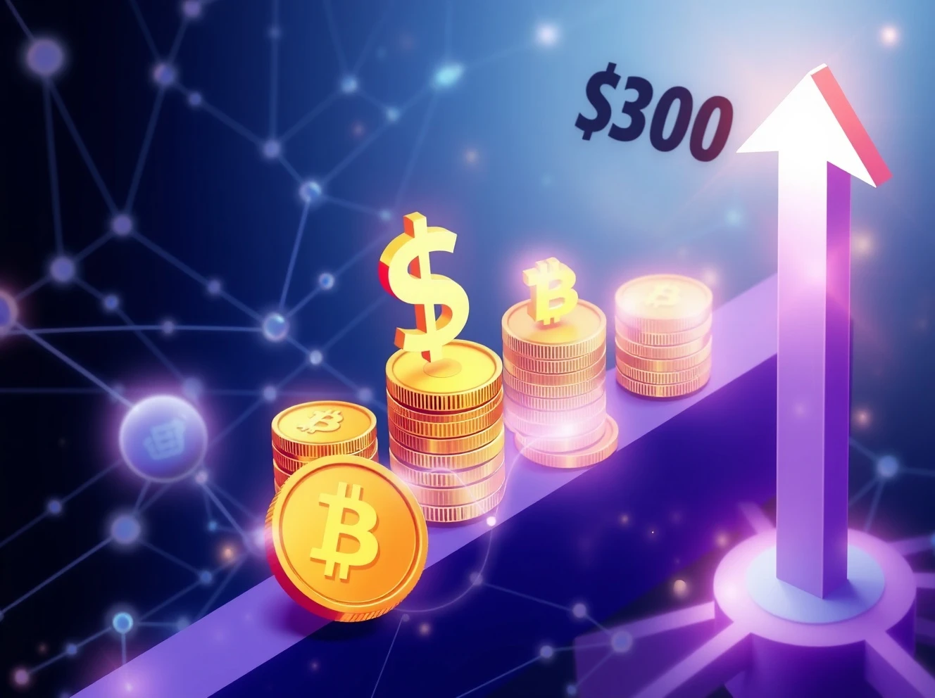 Stablecoin market cap reaching $300 billion milestone with digital currency growth visualization