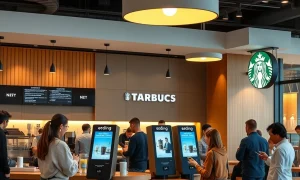 Starbucks in-store experience transformation showing digital ordering and modern cafe design