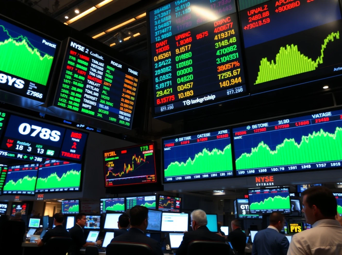 Stock market benchmarks showing record performance with rising trend indicators and market analytics