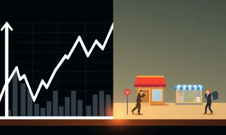 Stock market graph masking underlying economic challenges and hidden financial risks