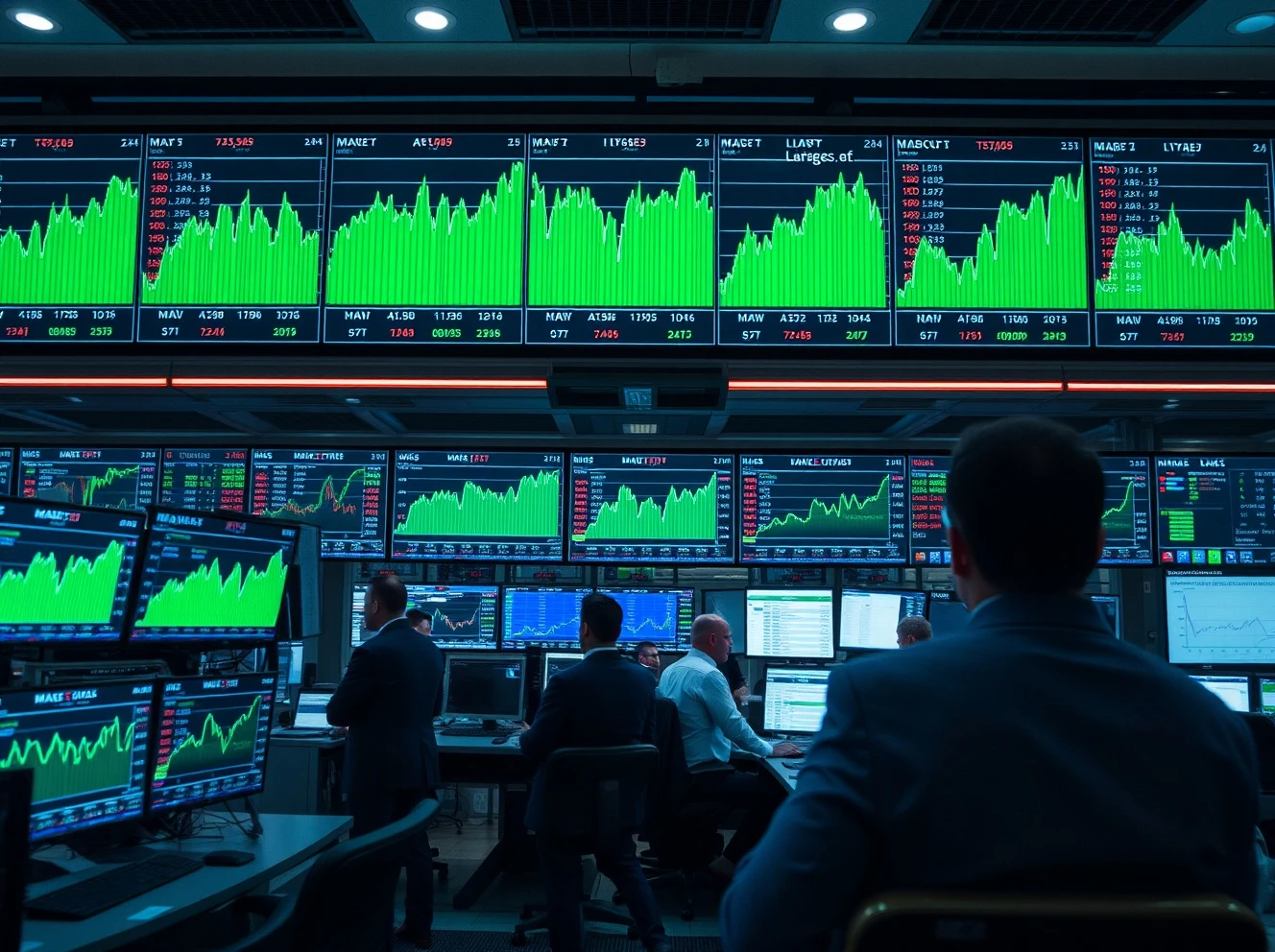 Stock market today showing upward trend with rising charts and positive trading activity during key economic events