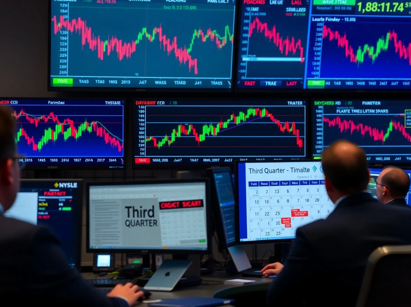 Stock market today showing declining charts during final Q3 trading week with key economic indicators