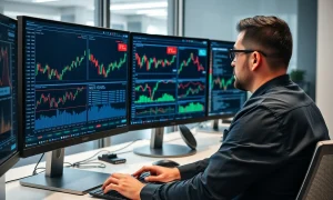 Trader using stock screener to analyze market data and create investment strategy