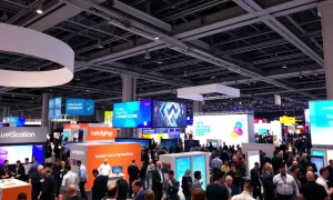 Startup exhibition at StockPil Disrupt 2025 tech conference with entrepreneurs showcasing innovations