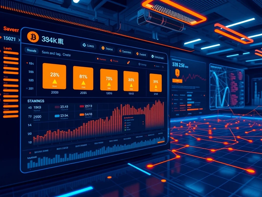 Institutional STRK staking platform showing real-time yield percentages and blockchain network integration