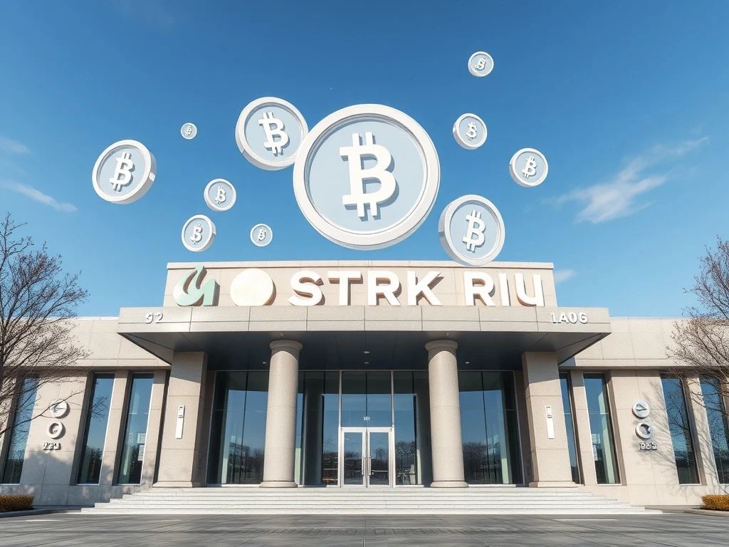 Institutional STRK staking platform showing yield percentages and blockchain technology integration