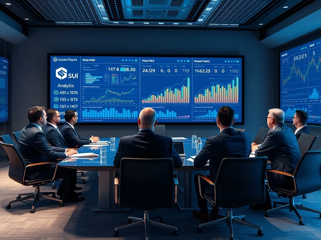 Sui blockchain institutional treasury management strategy visualization with financial charts