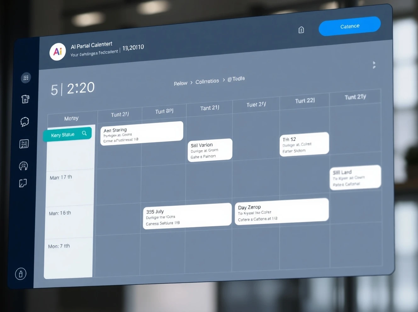 AI-powered scheduling platform interface showing calendar coordination and meeting management
