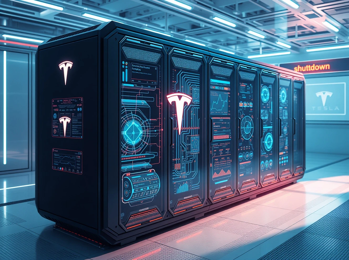 Tesla Dojo supercomputer system processing AI neural networks for autonomous driving technology