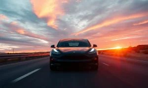 Tesla Full Self-Driving demonstration on open highway during cross-country autonomous journey