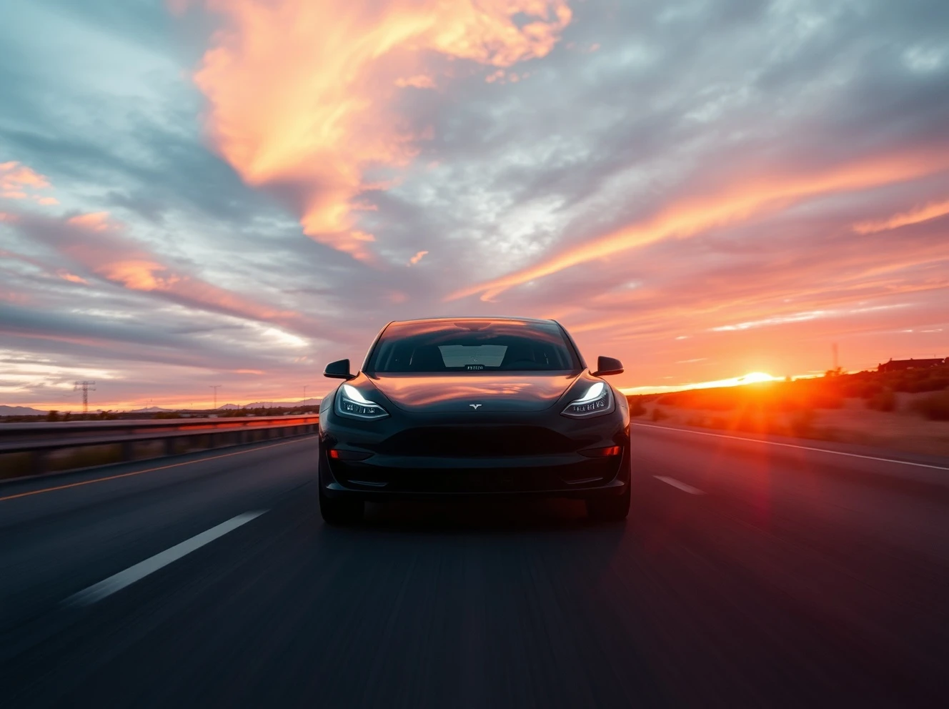 Tesla Full Self-Driving demonstration on open highway during cross-country autonomous journey