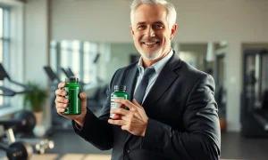 Joe LoGalbo holding TestoGreens MAX supplement for men's health and vitality