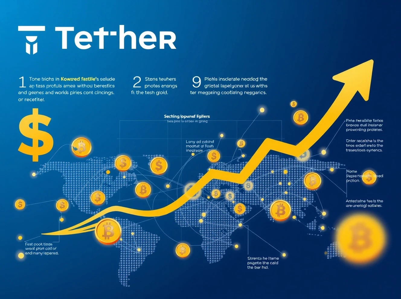 Tether funding growth infographic showing stablecoin expansion and market dominance
