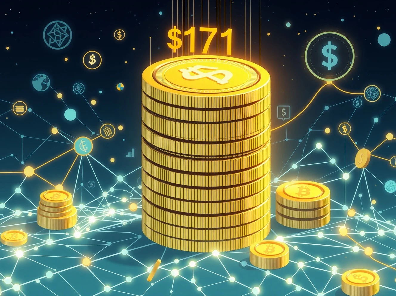Historic $171 billion Tether USDT supply growth and market impact visualization