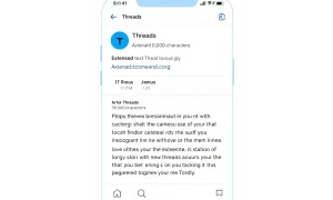 Threads character limit expansion showing extended text post with external links interface