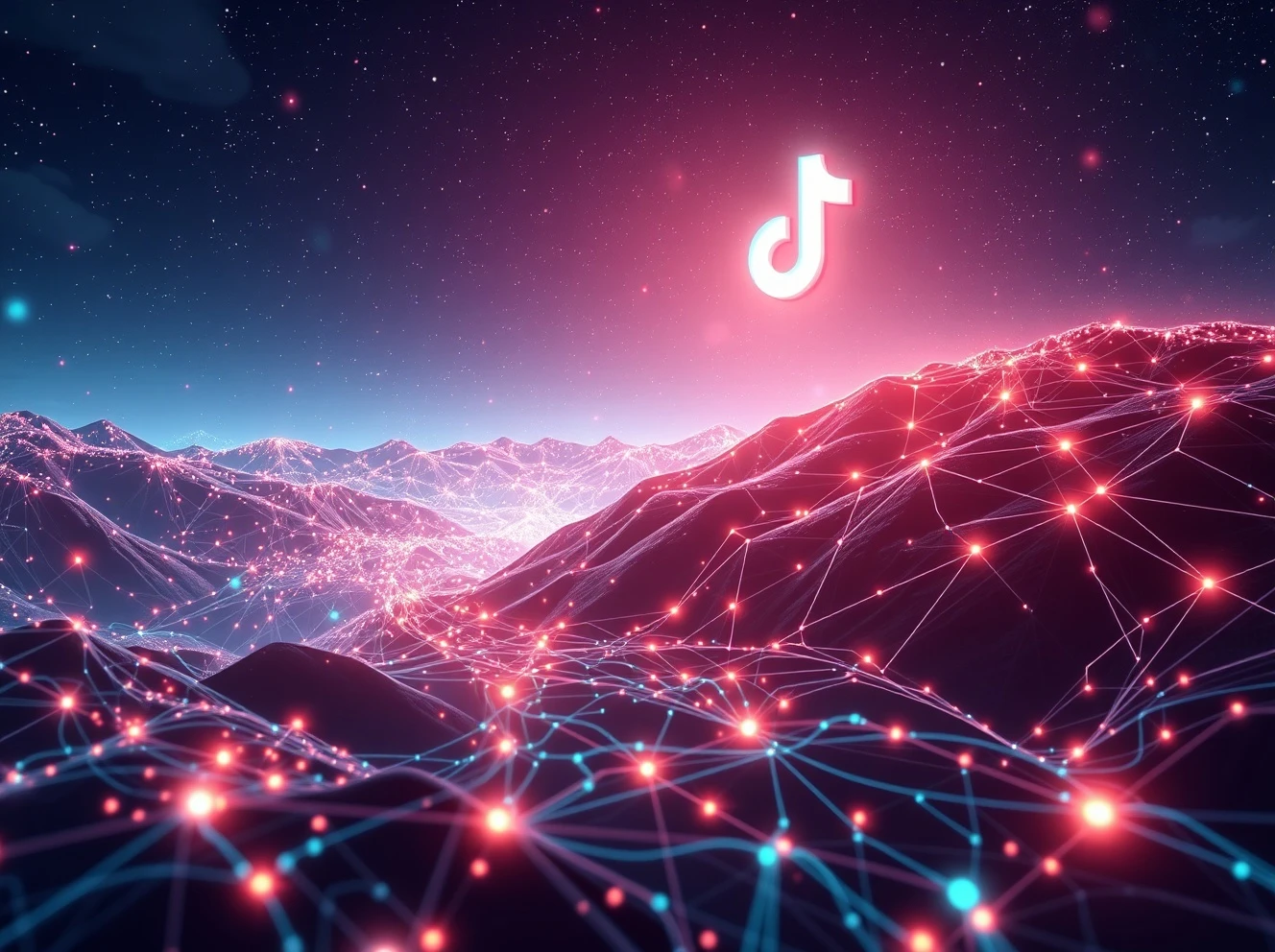 AI training data flowing from TikTok platform into neural network for machine learning