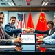 American business leaders negotiating TikTok takeover deal in corporate setting
