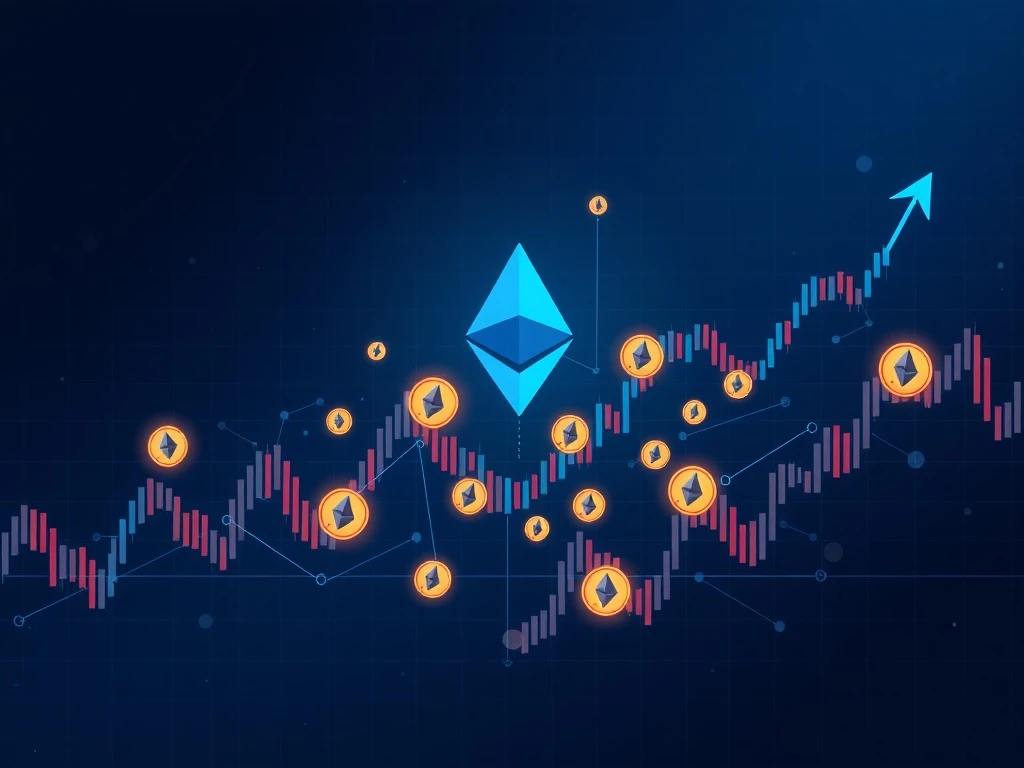 Ethereum blockchain network enabling tokenized stocks trading with digital equity tokens flowing between traditional market and DeFi platforms