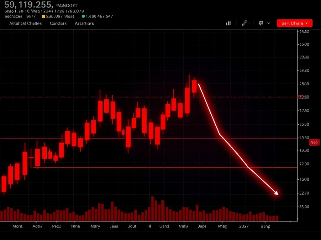 Dramatic visualization of TON cryptocurrency crash showing massive price decline and market turmoil
