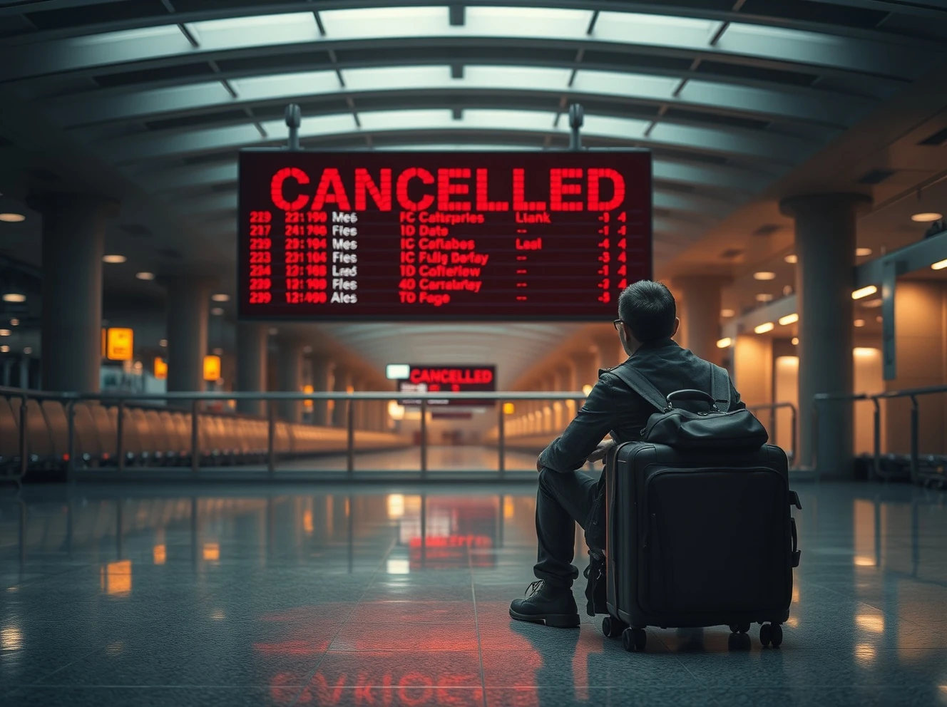 Travel company bankruptcy leaves passengers stranded with uncertain refunds at empty airport terminal
