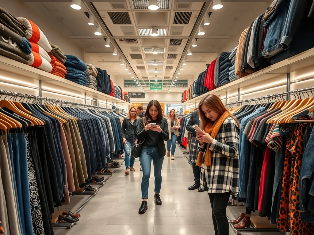 Shoppers experiencing the treasure hunt retail strategy at TJ Maxx discovering fashion finds
