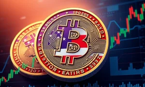 American Bitcoin stock chart showing dramatic 90% surge on Nasdaq debut